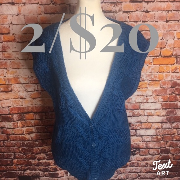 Vintage y2k Haberdashery Peacock Blue Button Down Sweater Vest - Picture 1 of 12